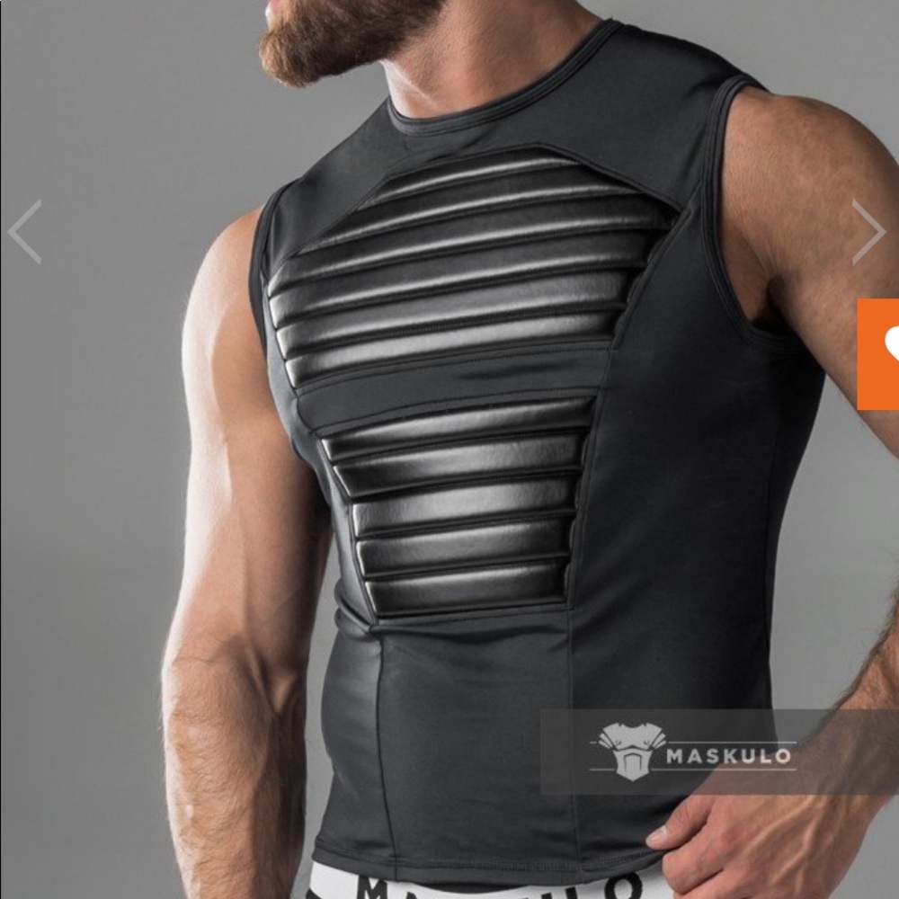 Maskulo Black  Armored Tank Top. TP20-90-M